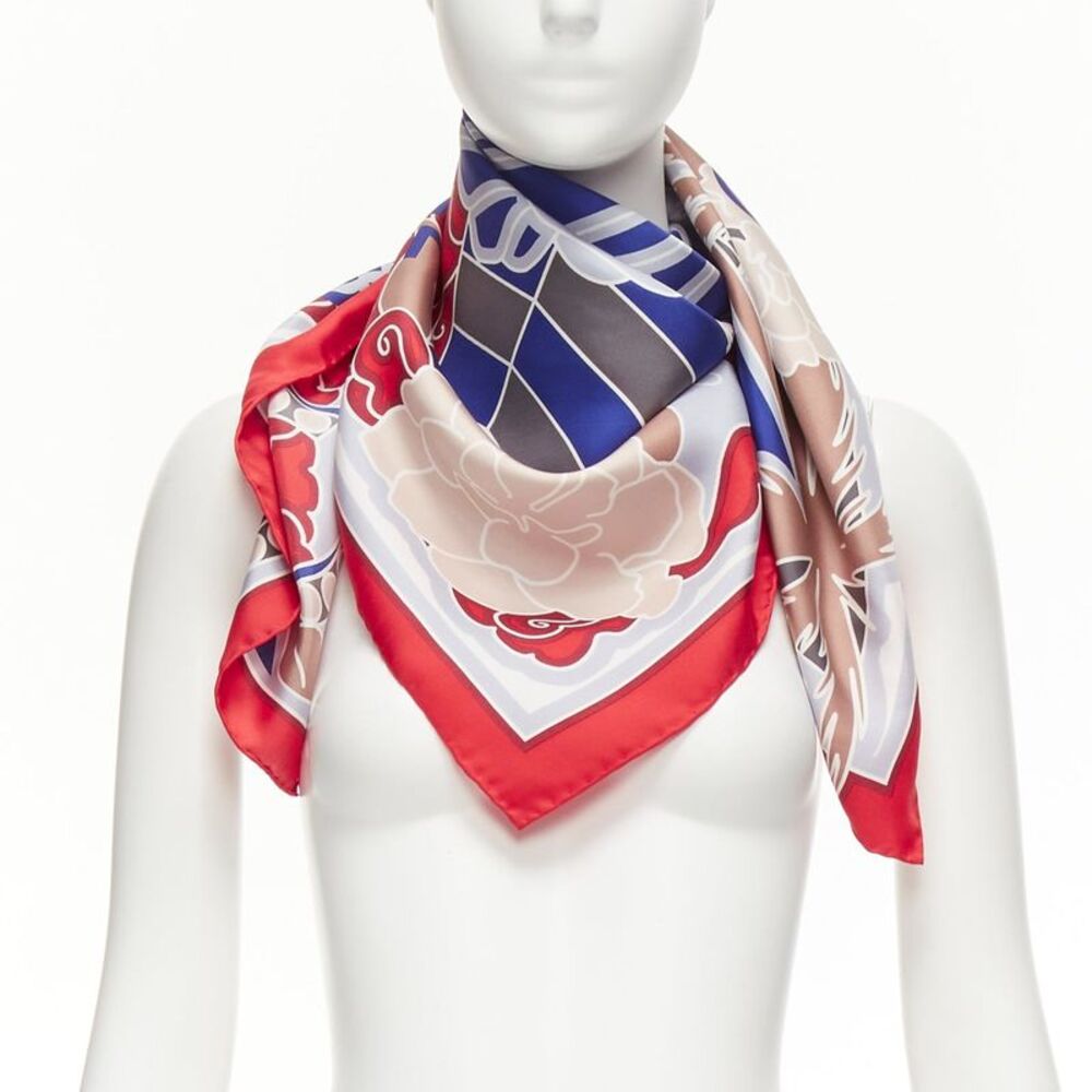 Chanel Silk Lion Statue Square Scarf
